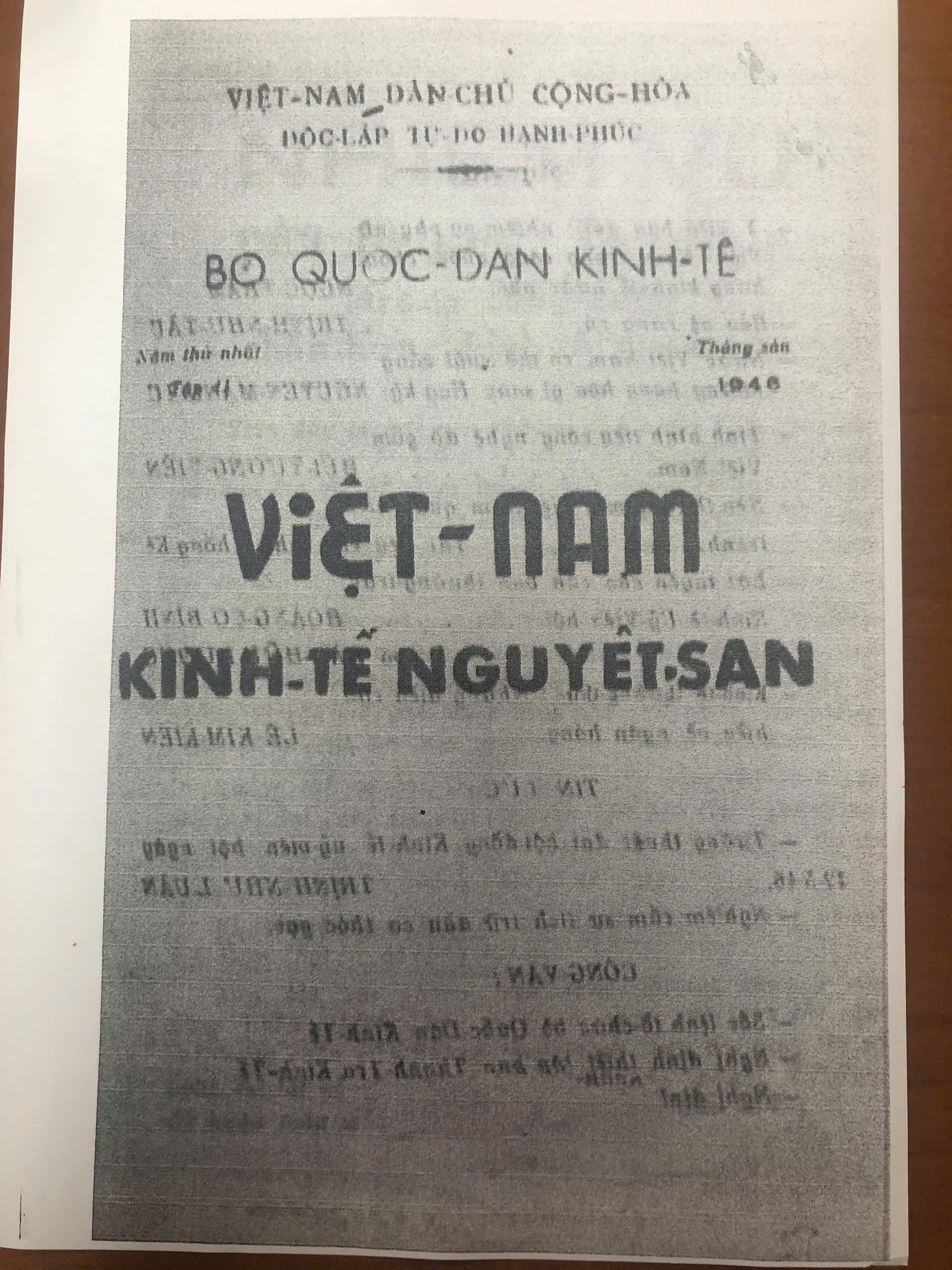 Trang bìa của Việt Nam Kinh tế Nguyệt san xuất bản tháng 6 năm 1946